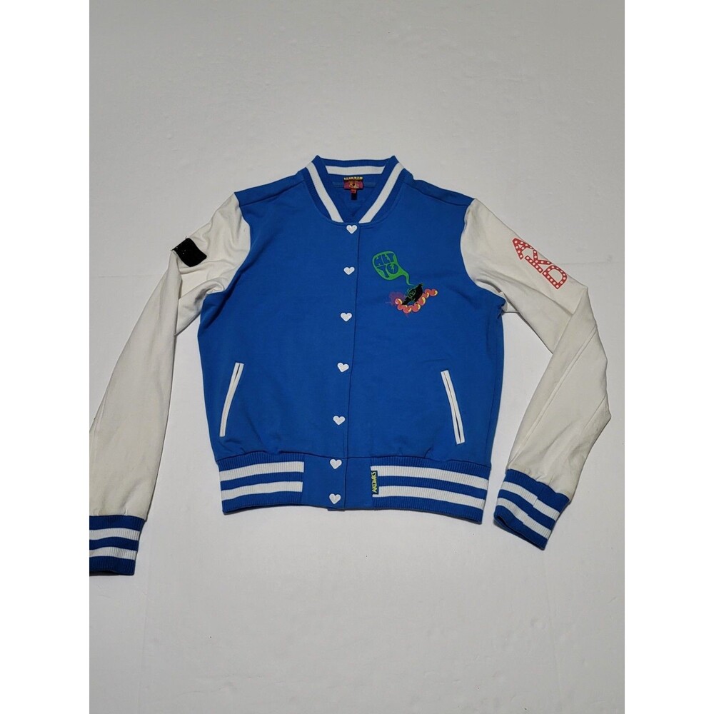 (#C) Akademiks Button Down Long Sleeve Fresh Jacket Size Women Medium Blue/ Whit
